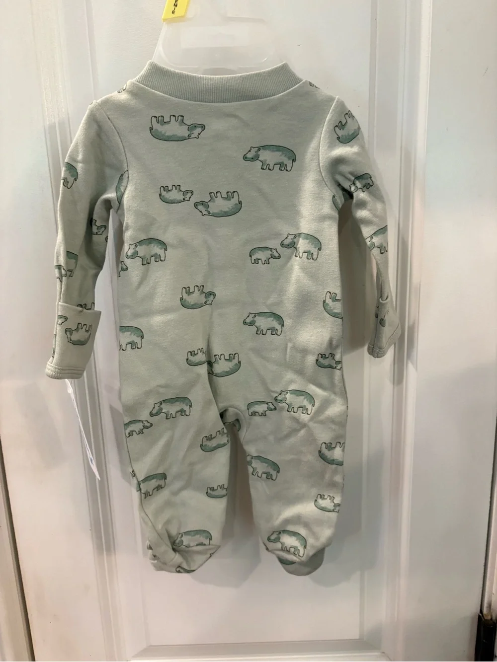NWT Carter's Sage Green Hippo Footed One-Piece outfit sku TR175 preemie